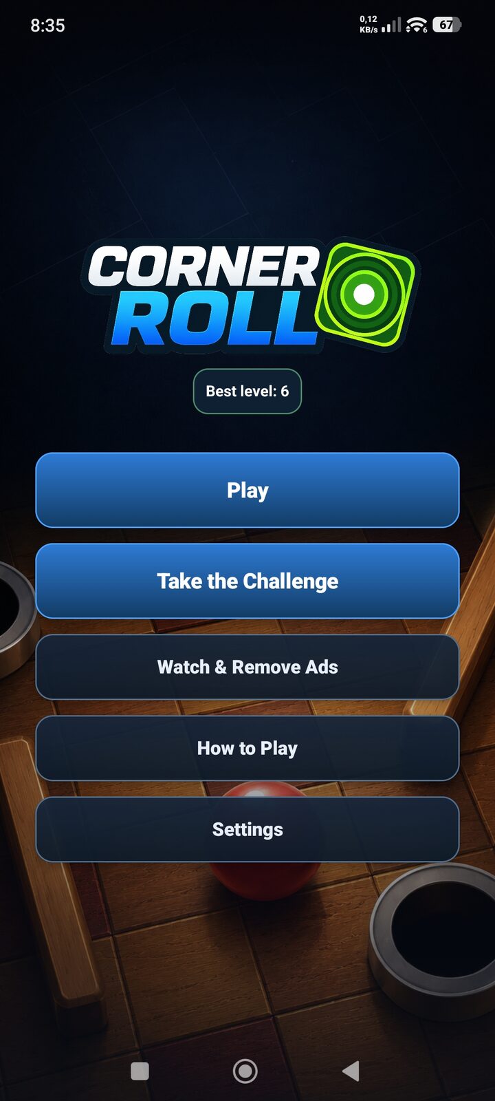 Corner Roll start screen