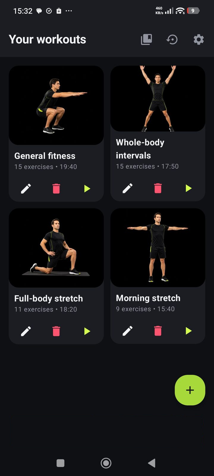 List of your own workouts in RoutineCue