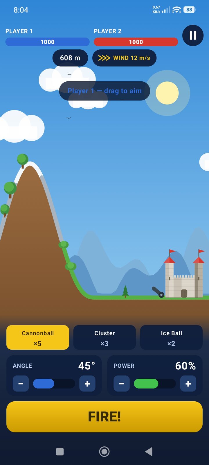 Two-player mode – castle duel