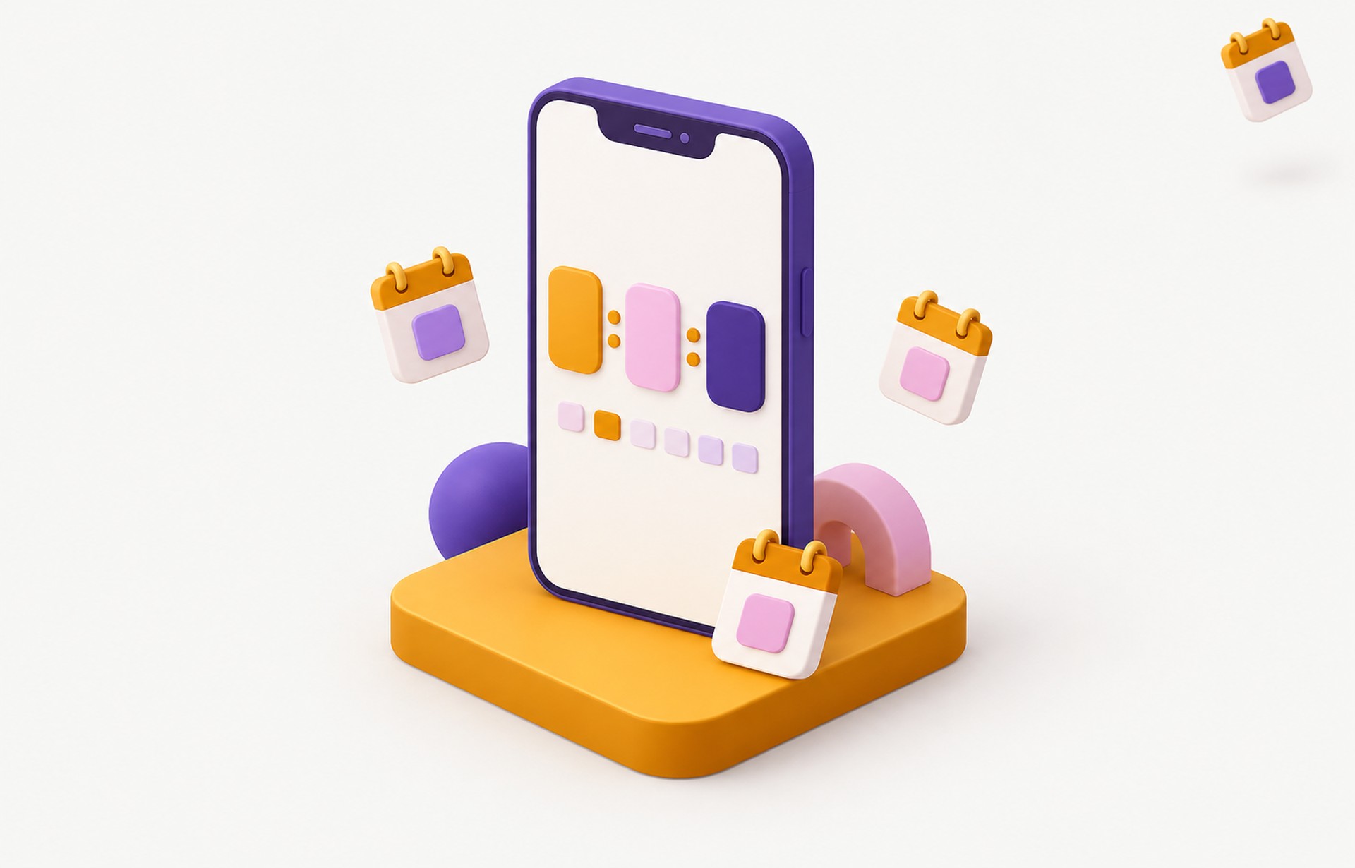 An isometric phone with a day-countdown widget on screen – illustration of an app for counting down to important events